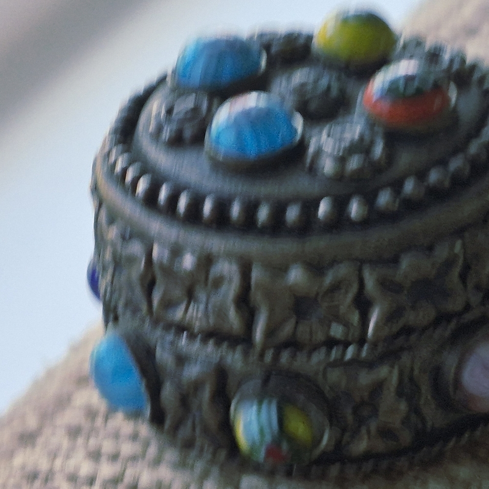 Decorative Trinket Box with Colorful Accents Velvety Interior - Picture 6 of 9